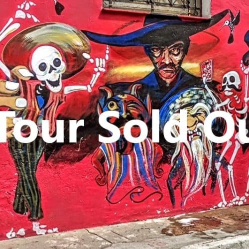 Murals in Atlixco celebrating Day of the Dead in Puebla with colorful tradition"